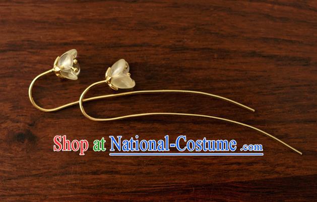 China Ancient Princess Osmanthus Ear Jewelry Accessories Traditional Qing Dynasty Palace Lady Earrings