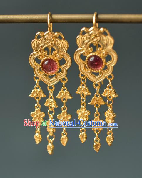 China Ancient Gilding Bat Ear Jewelry Accessories Traditional Qing Dynasty Princess Earrings