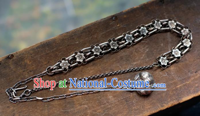 Handmade China Traditional Silver Carving Necklace Accessories National Women Jewelry Pendant