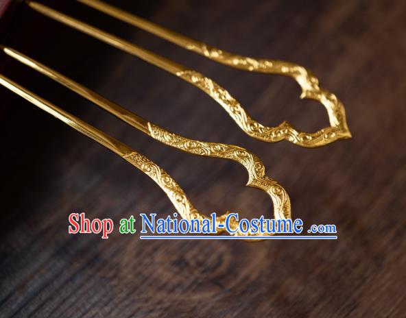 China Traditional Tang Dynasty Carving Hair Stick Ancient Imperial Concubine Hairpin Court Hair Accessories