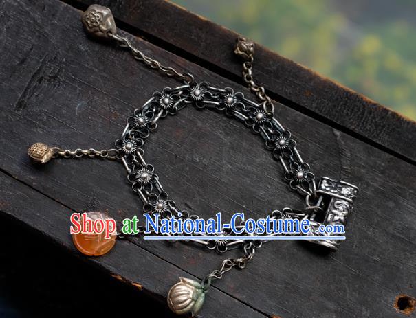 Chinese Traditional Plum Blossom Jewelry Handmade Silver Lock Bracelet Accessories