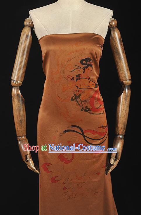 China Classical Gambiered Guangdong Gauze Cheongsam Cloth Traditional Lute Goddess Pattern Silk Fabric