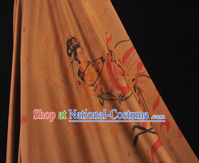 China Classical Gambiered Guangdong Gauze Cheongsam Cloth Traditional Lute Goddess Pattern Silk Fabric