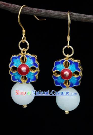 Handmade Chinese National Enamel Ear Accessories Traditional Blueing Earrings