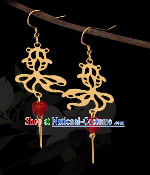 Handmade Chinese Traditional Hanfu Earrings National Goldfish Ear Accessories