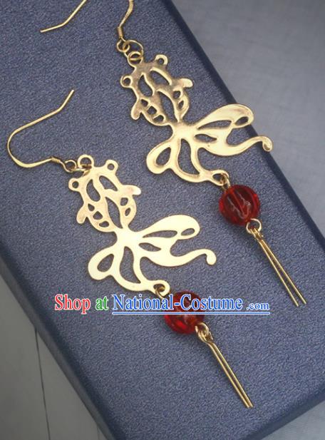 Handmade Chinese Traditional Hanfu Earrings National Goldfish Ear Accessories