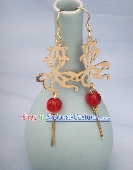 Handmade Chinese Traditional Hanfu Earrings National Goldfish Ear Accessories