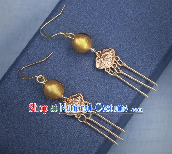 Handmade Chinese Traditional Hanfu Longevity Lock Earrings National Ear Accessories