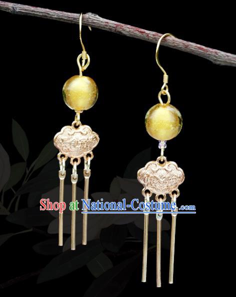 Handmade Chinese Traditional Hanfu Longevity Lock Earrings National Ear Accessories