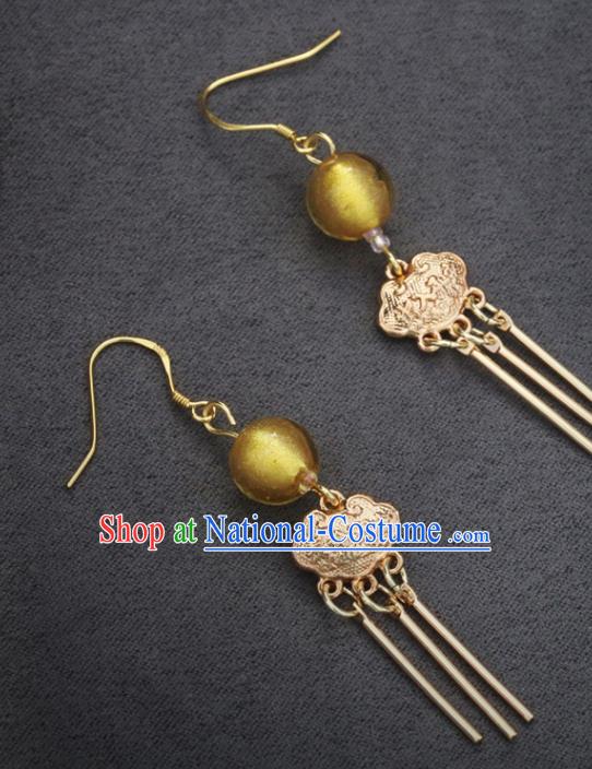 Handmade Chinese Traditional Hanfu Longevity Lock Earrings National Ear Accessories