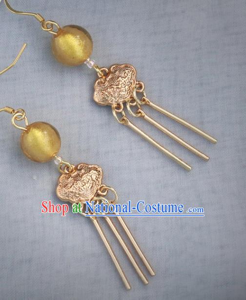 Handmade Chinese Traditional Hanfu Longevity Lock Earrings National Ear Accessories