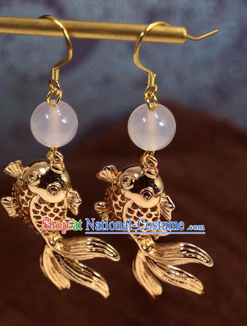 Handmade Chinese Traditional New Year Ear Accessories National Hanfu Goldfish Earrings