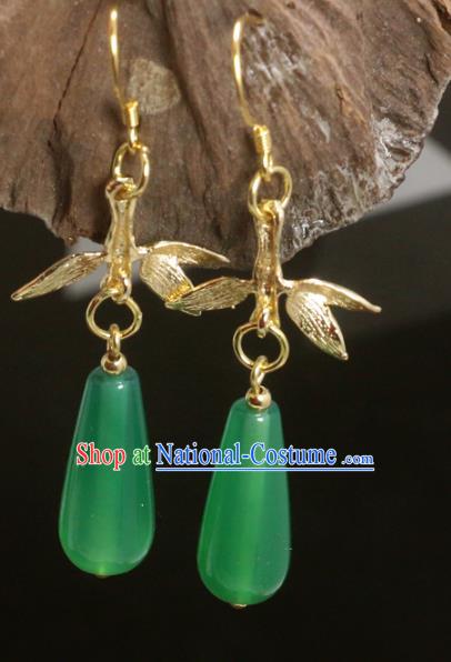 Handmade Chinese National Hanfu Green Earrings Traditional Ear Accessories