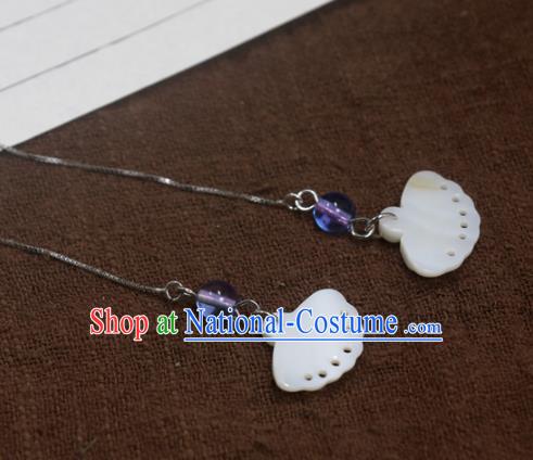 Handmade Chinese National Shell Fan Earrings Traditional Cheongsam Ear Accessories