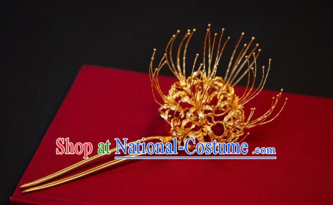 China Traditional Gilding Manjusaka Hair Accessories Tang Dynasty Hanfu Hair Clip Ancient Imperial Concubine Hairpin