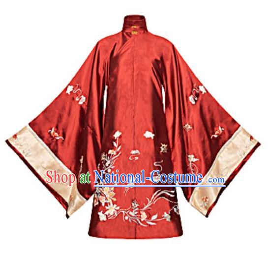 China Ancient Palace Princess Historical Clothing Ming Dynasty Embroidered Costumes Traditional Wedding Red Hanfu Dress