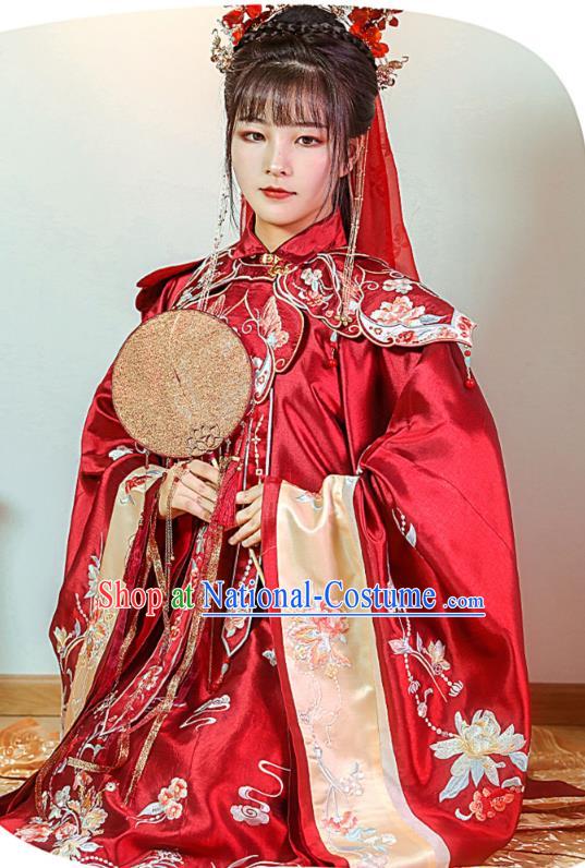 China Ancient Palace Princess Historical Clothing Ming Dynasty Embroidered Costumes Traditional Wedding Red Hanfu Dress