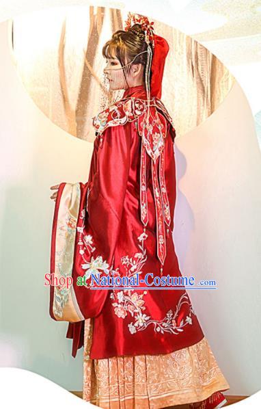 China Ancient Palace Princess Historical Clothing Ming Dynasty Embroidered Costumes Traditional Wedding Red Hanfu Dress