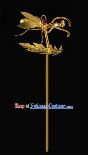 China Traditional Golden Mantis Hair Accessories Handmade Ming Dynasty Hanfu Hair Stick Ancient Empress Hairpin for Women