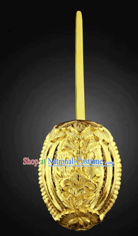 China Ancient Hanfu Golden Peony Hair Stick Handmade Hair Accessories Traditional Ming Dynasty Court Woman Hairpin