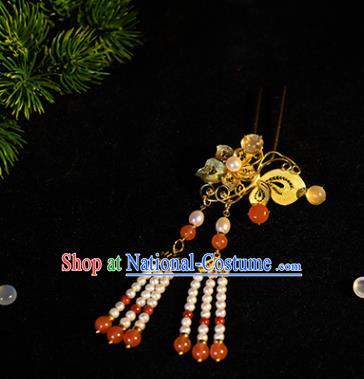 Ancient China Bride Wedding Hairpin Handmade Hair Accessories Traditional Hanfu Tassel Hair Stick