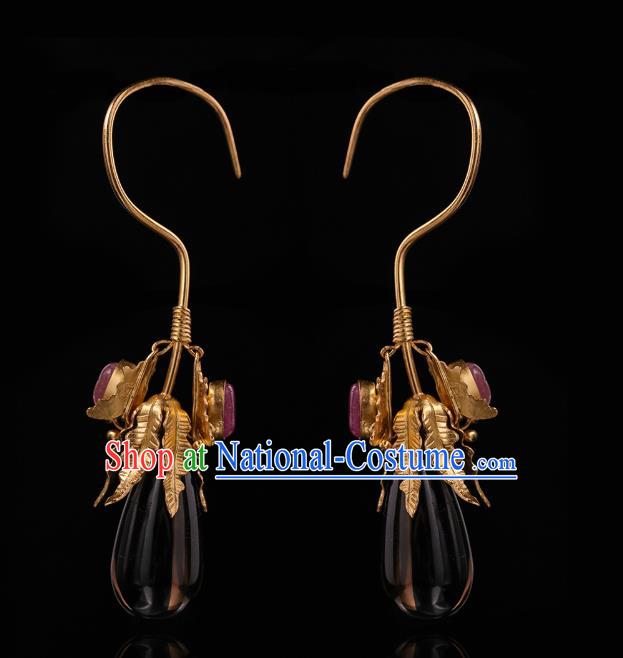 Handmade Chinese Traditional Ming Dynasty Palace Ear Accessories Ancient Court Lady Earrings Jewelry