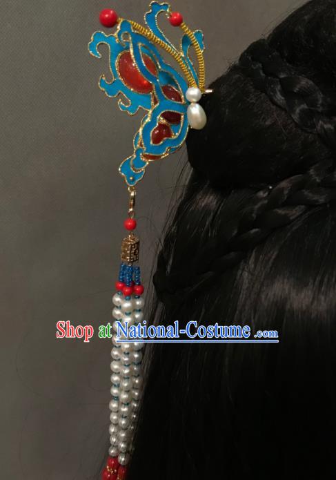 China Ancient Court Tassel Hairpin Handmade Hair Accessories Traditional Ming Dynasty Imperial Consort Butterfly Hair Clip