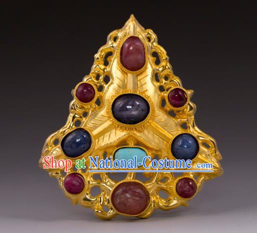 China Traditional Ming Dynasty Court Hairpin Handmade Hair Accessories Ancient Queen Gems Hair Crown