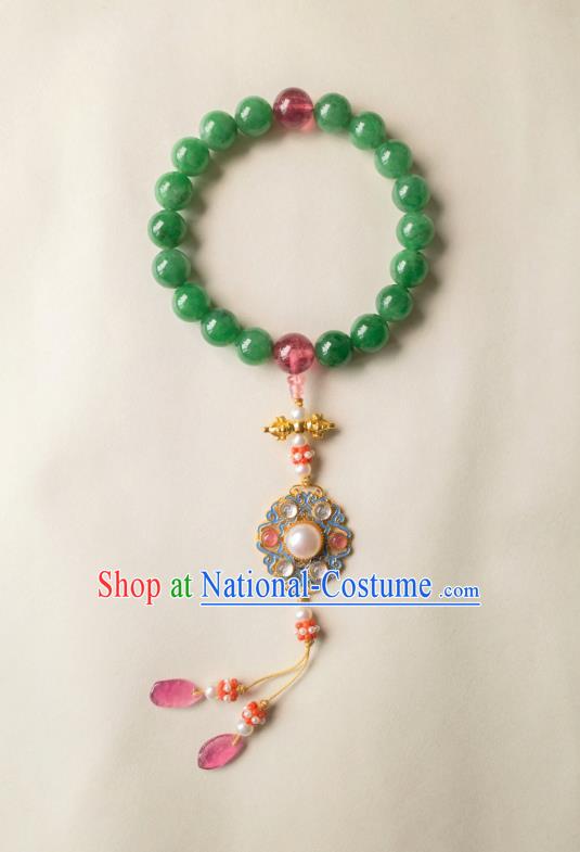 Chinese Traditional Qing Dynasty Court Jewelry Ancient Noble Lady Bracelet Jade Accessories