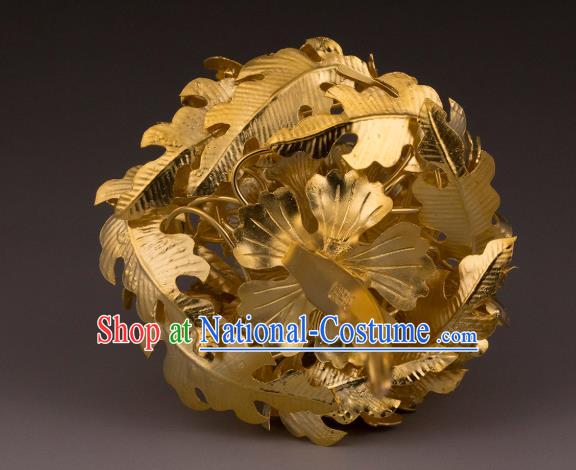 China Ancient Queen Golden Butterfly Flower Hairpin Handmade Hair Accessories Traditional Ming Dynasty Court Hair Stick