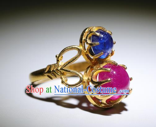 China Qing Dynasty Jewelry Accessories Ancient Imperial Consort Gems Ring for Women