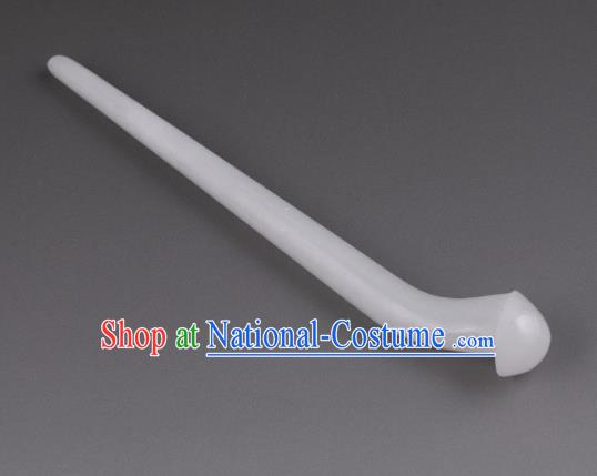 China Ancient Princess White Jade Mushroom Hairpin Handmade Hair Accessories Traditional Song Dynasty Hair Stick