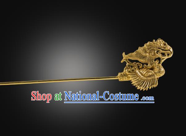 China Ancient Palace Empress Golden Hair Stick Handmade Hair Accessories Traditional Song Dynasty Court Hairpin