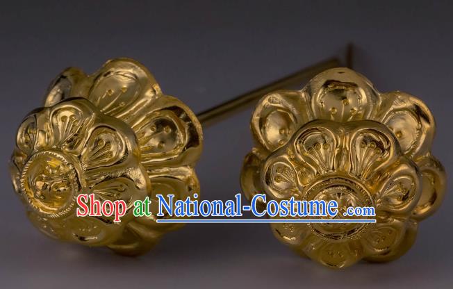 China Ancient Palace Lady Hair Stick Handmade Hair Accessories Traditional Tang Dynasty Golden Plum Hairpin