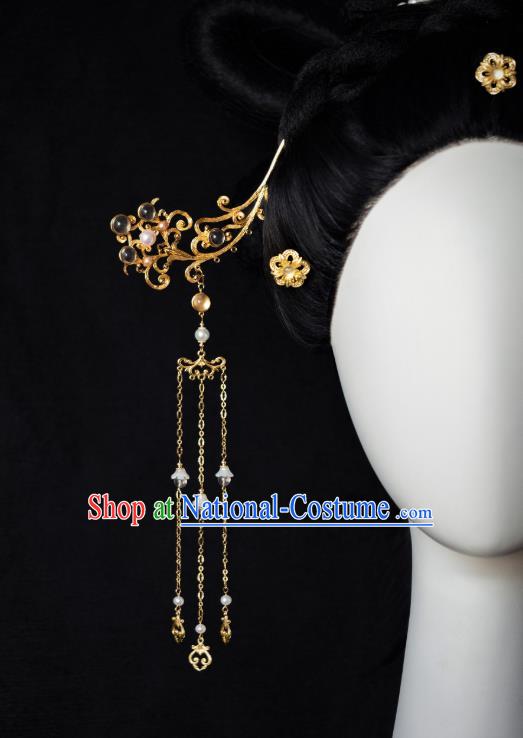 China Traditional Tang Dynasty Court Lady Hair Accessories Ancient Princess Hairpin Tassel Step Shake