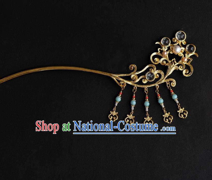 China Tang Dynasty Court Hair Accessories Traditional Hanfu Tassel Step Shake Ancient Princess Hairpin