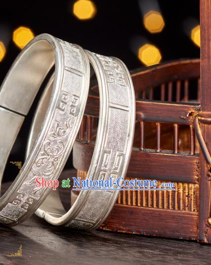 China National Jewelry Accessories Handmade Ancient Court Princess Silver Carving Bracelet