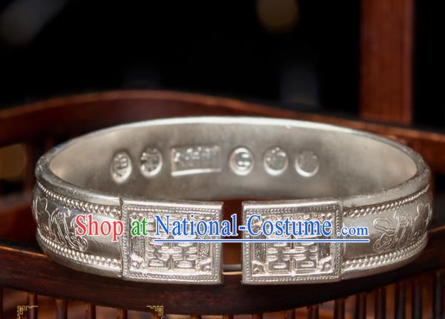 China Handmade National Silver Carving Bracelet Ancient Court Princess Jewelry Wedding Accessories