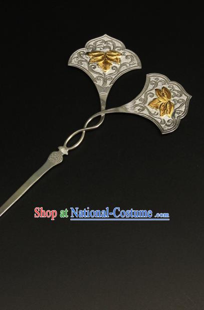 China Ancient Royal Princess Hairpin Handmade Hair Accessories Traditional Tang Dynasty Silver Hair Stick