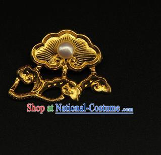 China Ancient Ming Dynasty Carving Golden Hairpin Handmade Hair Accessories Traditional Hanfu Hair Stick