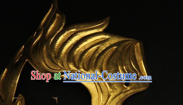 China Ancient Swordsman Half Face Mack Handmade Golden Mask Accessorie