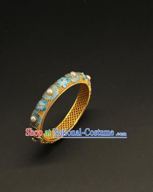 China Handmade Ming Dynasty Blueing Jewelry Accessorie Ancient Empress Enamel Flowers Bracelet