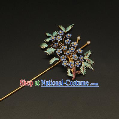 China Ancient Ming Dynasty Empress Hairpin Traditional Court Hair Stick Handmade Enamel Plum Hair Accessories