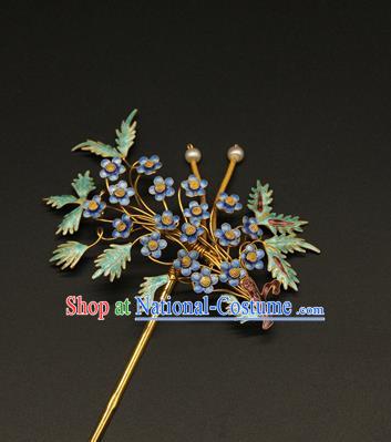 China Ancient Ming Dynasty Empress Hairpin Traditional Court Hair Stick Handmade Enamel Plum Hair Accessories