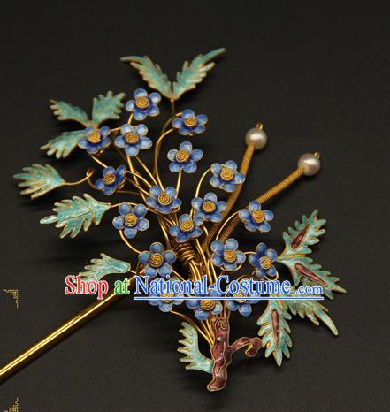 China Ancient Ming Dynasty Empress Hairpin Traditional Court Hair Stick Handmade Enamel Plum Hair Accessories