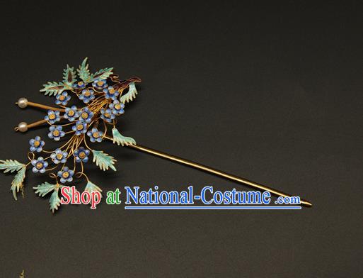 China Ancient Ming Dynasty Empress Hairpin Traditional Court Hair Stick Handmade Enamel Plum Hair Accessories