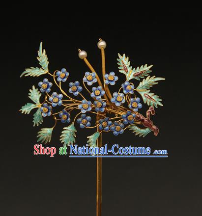 China Ancient Ming Dynasty Empress Hairpin Traditional Court Hair Stick Handmade Enamel Plum Hair Accessories