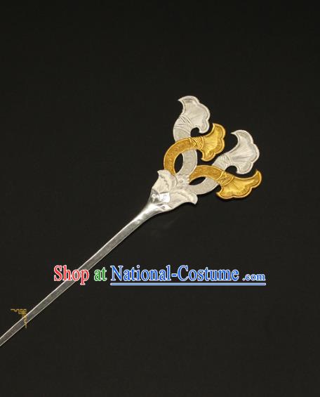 China Traditional Ancient Empress Hairpin Handmade Tang Dynasty Hair Accessories Court Silver Hair Stick