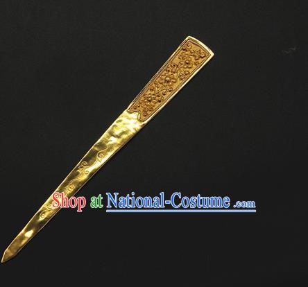 China Traditional Handmade Hairpin Golden Hair Stick Ancient Song Dynasty Court Hair Accessories