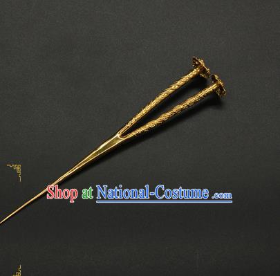 China Ancient Song Dynasty Golden Hair Stick Court Hair Accessories Traditional Handmade Hairpin